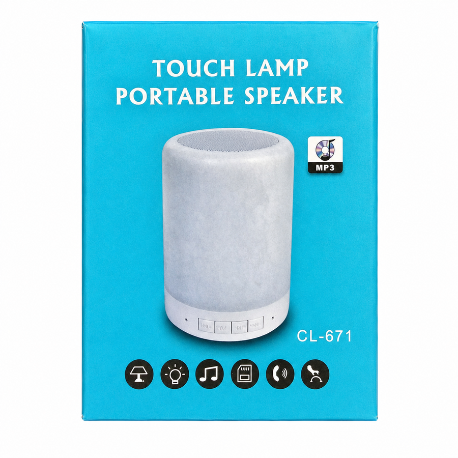CL-671 Touch Lamp Portable Wireless Speaker – Color Changing LED Light & MP3 Player