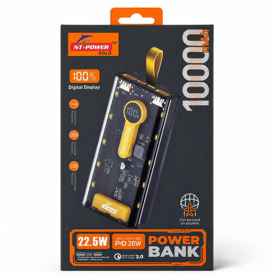 NT-POWER Gold 10000mAh Power Bank | 22.5W PD 20W Fast Charge