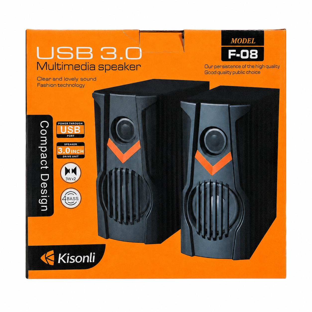 Kisonli F-08 USB Multimedia Speakers – 6W Stereo PC & Laptop Speakers
