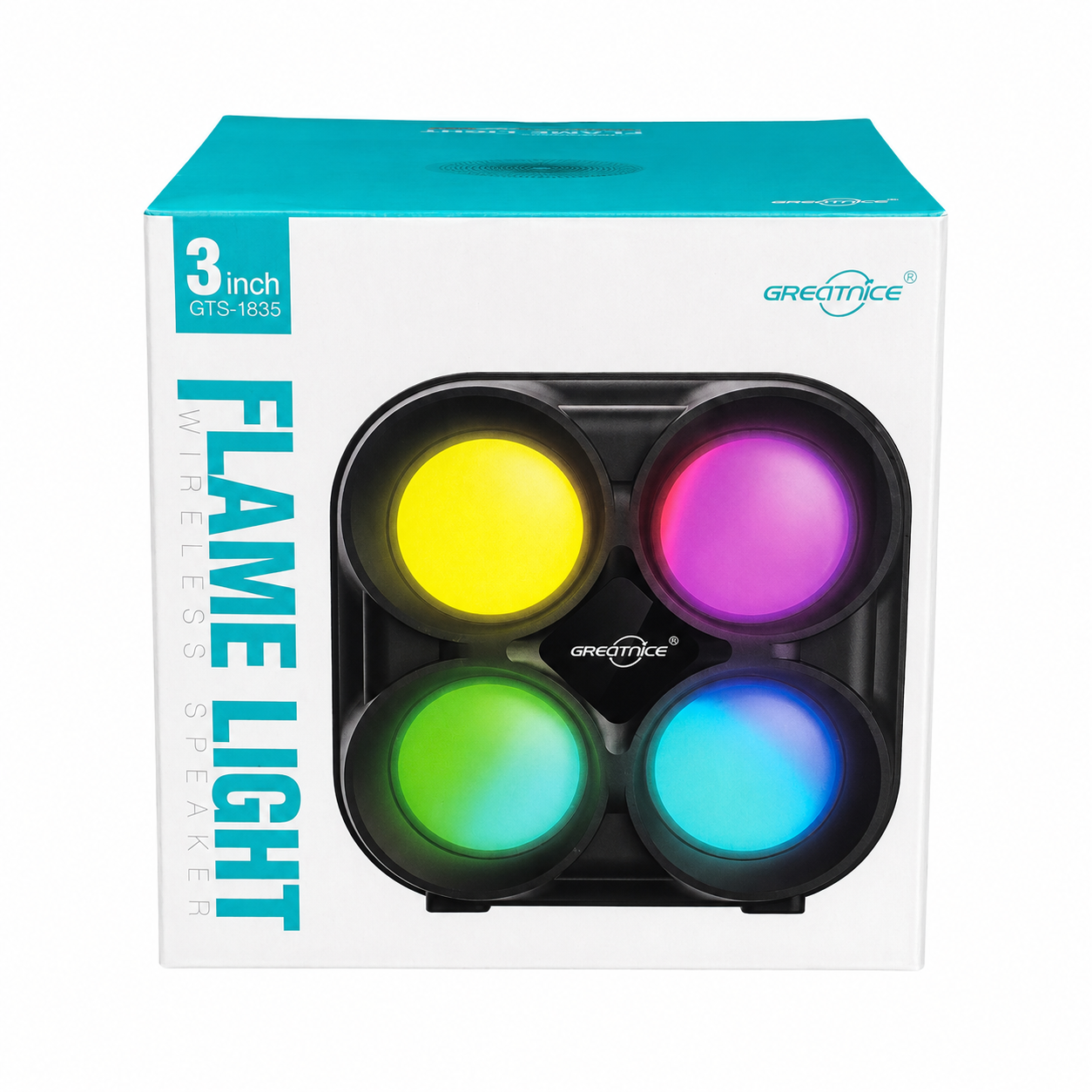 Greatnice GTS-1835 3-Inch Flame Light Wireless Speaker – Bluetooth, FM Radio, USB & TF Card