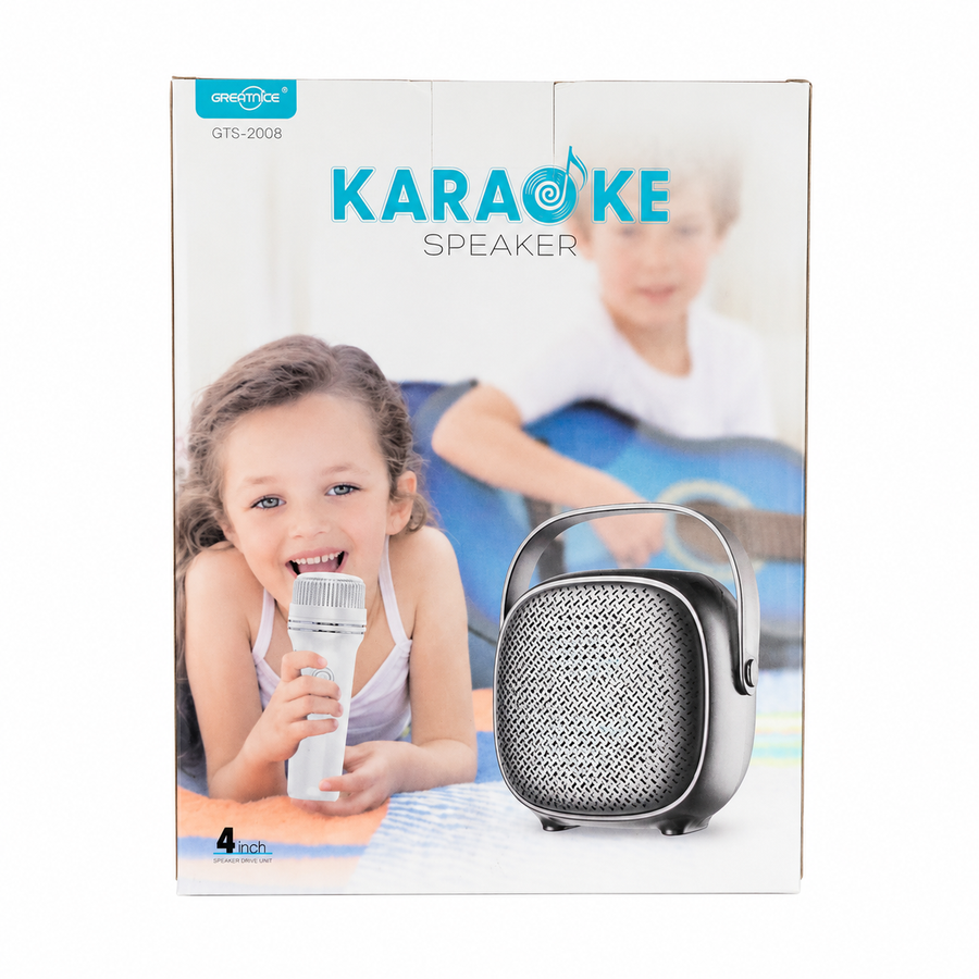 Greatnice GTS-2008 4-Inch Karaoke Wireless Speaker – FM Radio, USB, TF Card & LED Light