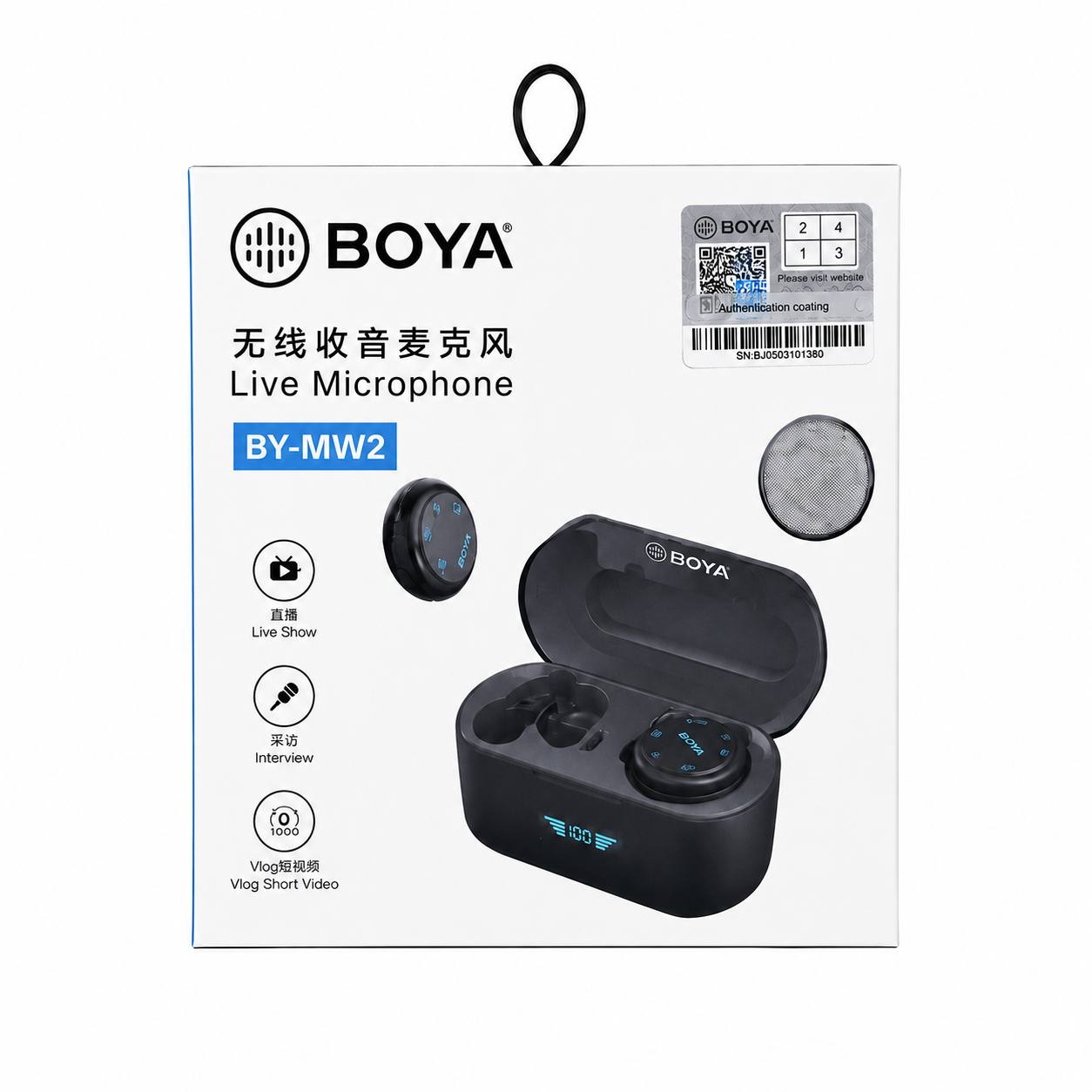 BOYA BY-MW2 Wireless Microphone – 20m Plug & Play Mic for Live Streaming, Interviews & Vlogs