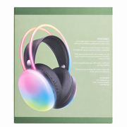 Wireless RGB LED Headphones – Bluetooth 5.0, Built-In Mic & USB-C Rechargeable