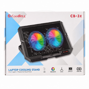 CoolBell CB-3X Laptop Cooling Pad – Dual 140mm Fans, RGB Lights & Adjustable Stand
