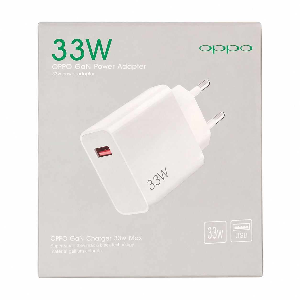 OPPO 33W GaN Power Adapter – USB Fast Charger with EU Plug