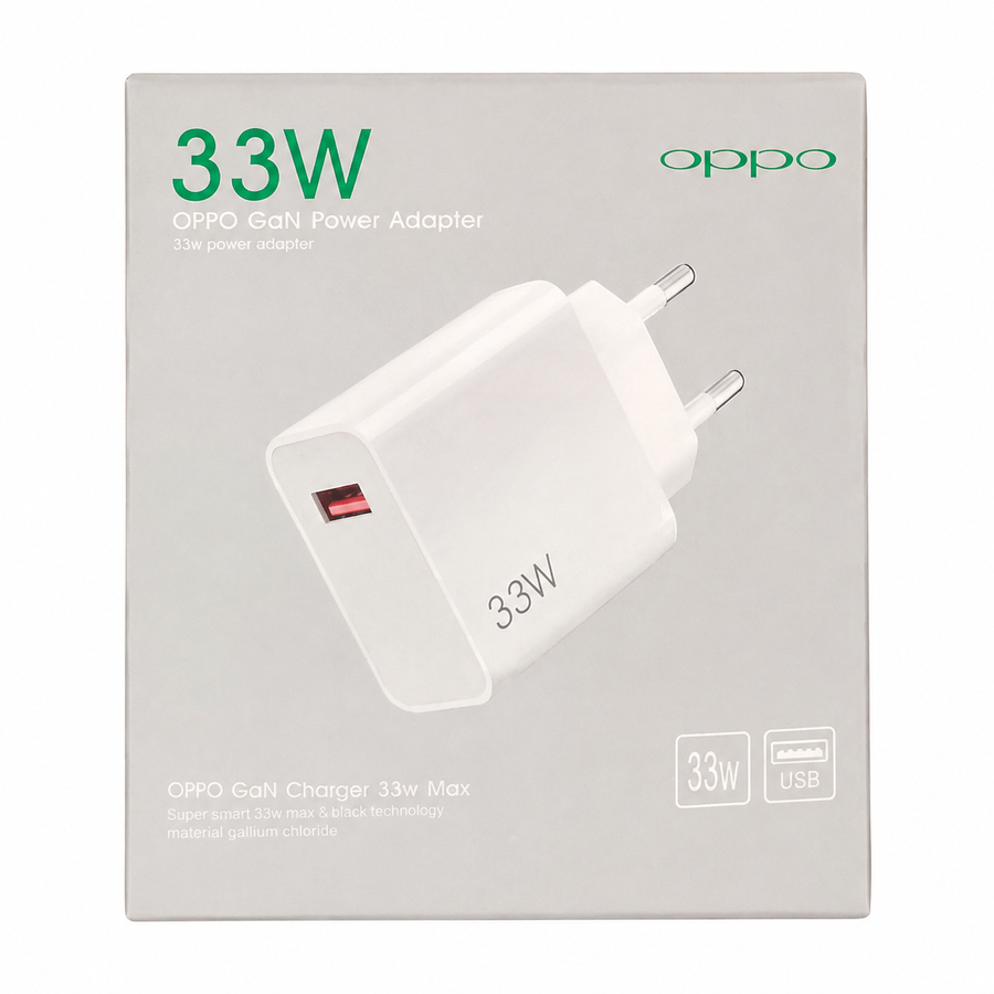 OPPO 33W GaN Power Adapter – USB Fast Charger with EU Plug