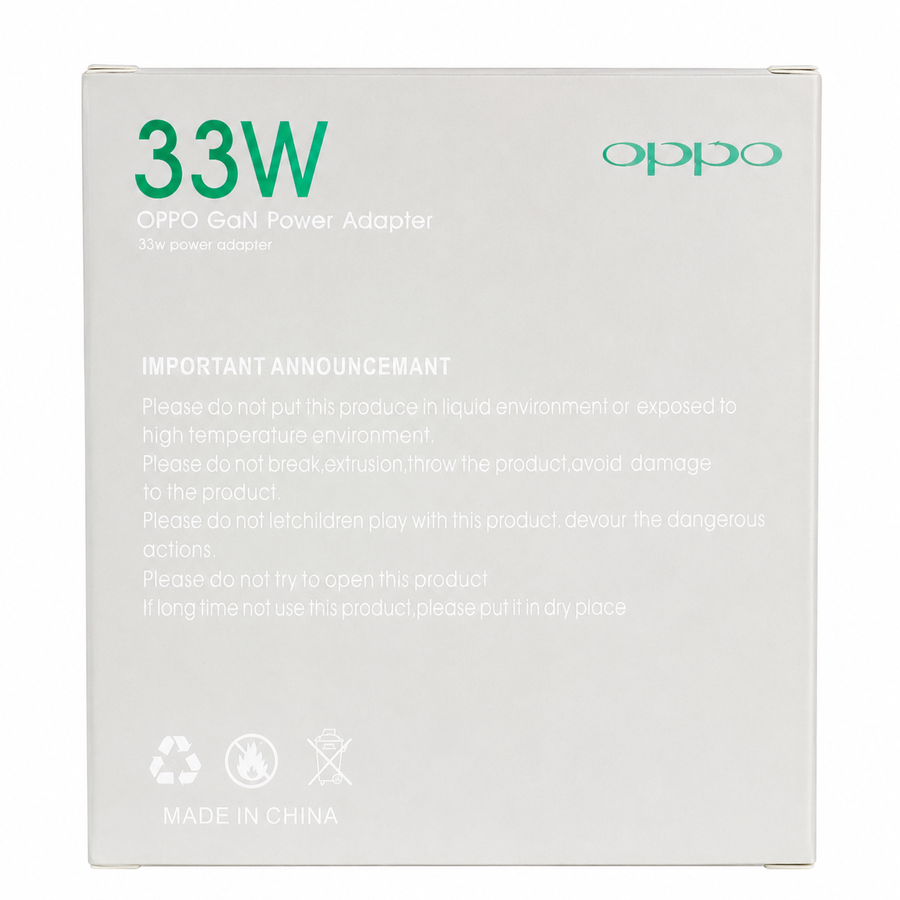 OPPO 33W GaN Power Adapter – USB Fast Charger with EU Plug