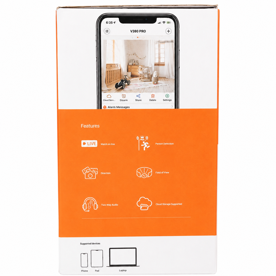 V380 Pro WiFi Smart Security Camera – 360° Full View, Person Detection & Two-Way Audio