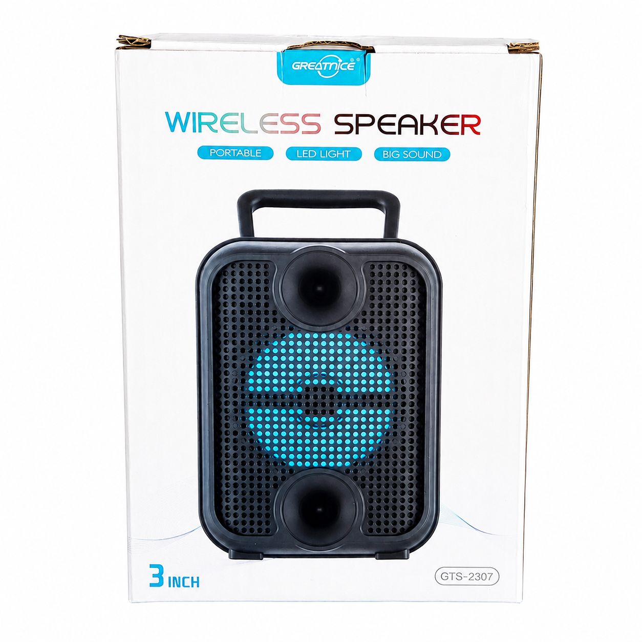 Greatnice GTS-2307 3-Inch Portable Wireless Speaker – LED Light, TWS & Big Sound