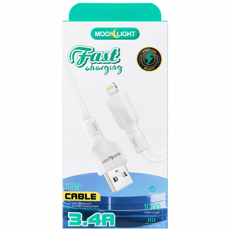 Moonlight 1M USB to Lightning Fast Charging & Data Cable for iPhone