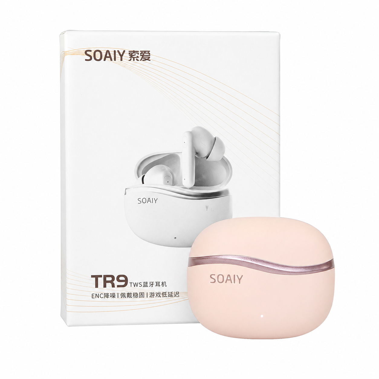 SOAIY TR9 TWS Wireless Bluetooth Earbuds – ENC Noise Reduction, Low Latency & Charging Case