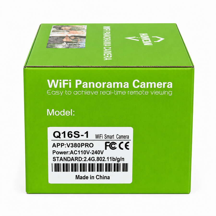 ViniCam Q16S-1 V380 Pro WiFi Panorama Security Camera – 360° View, HD Night Vision & Two-Way Audio