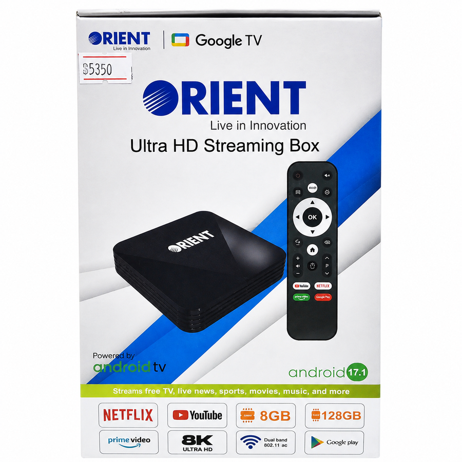 ORIENT 8K Ultra HD Android TV Box – 8GB RAM, 128GB Storage, Google TV & WiFi
