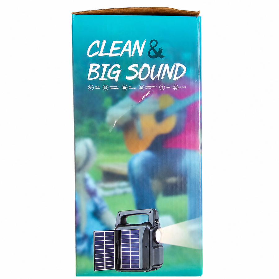 Greatnice GTS-1767 4-Inch Portable Wireless Speaker – Solar Charging, FM Radio & Flashlight