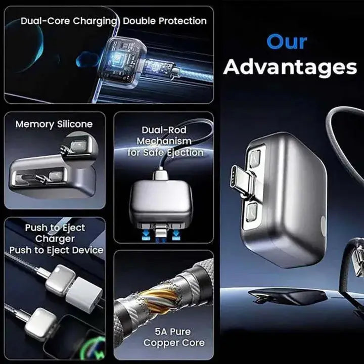 Type-C Magnetic Detachable Fast Charging Cable – 5A Braided Cable